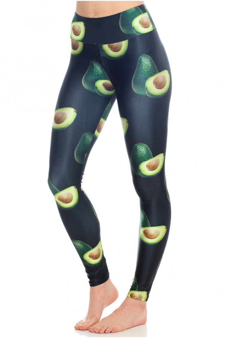 Let everyone know what your favorite food is with these Avocado Leggings. Featuring a delectable print of avocados on a black background. Treat Yourself!